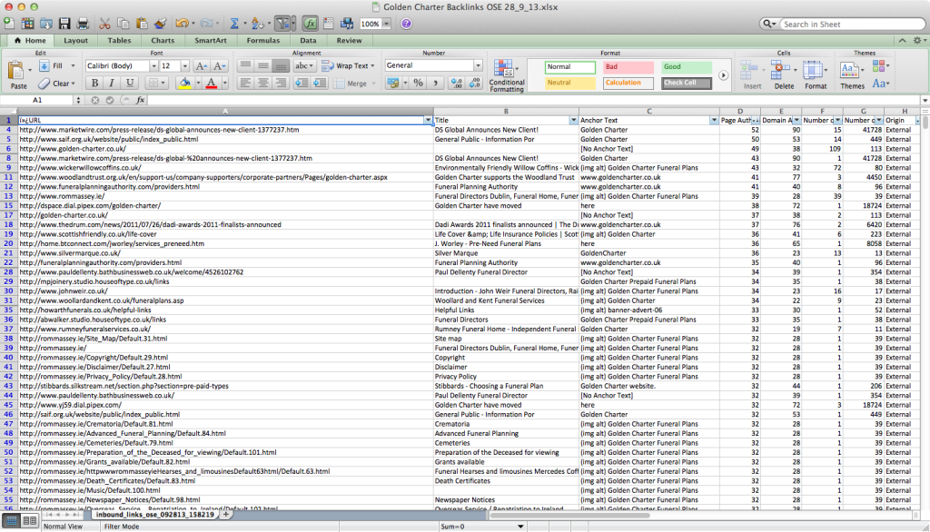 excel backlinks